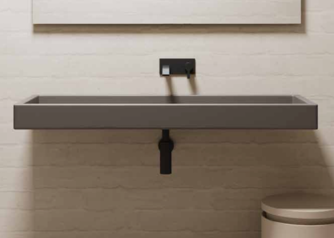 Lavabo da Appoggio/Sospeso in ceramica NIC DESIGN CANALE 120 - 120x45x10 cm