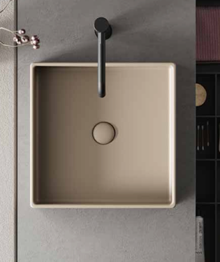 Lavabo da Appoggio in ceramica NIC DESIGN CANALE 40 - 40x40x12 cm