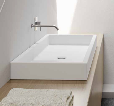 Lavabo da Appoggio/Sospeso in ceramica NIC DESIGN CANALE 90 - 90x45x10 cm