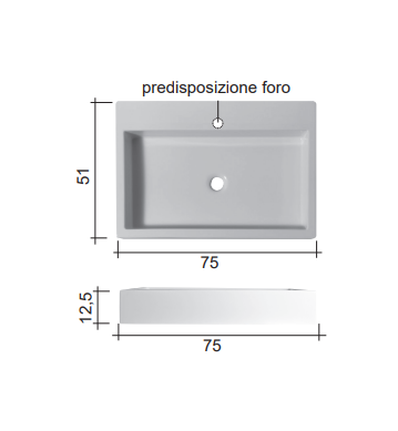 Lavabo da Appoggio/Sospeso in ceramica NIC DESIGN COOL 75