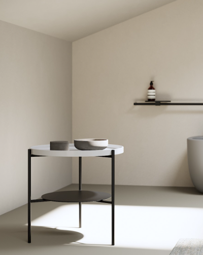 Tavolo Portaoggetti in Acciaio Vassoio in Ceramica NIC DESIGN LOOP