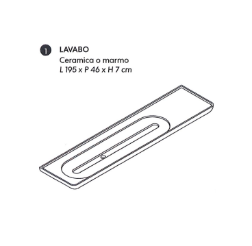 Lavabo Sospeso in ceramica NIC DESIGN MEDITERRANEO 195 - 195x46x7 cm