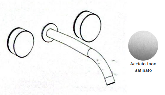 MISCELATORE BI-COMANDO LAVABO A PARETE BOCCA CENTRALE NIC DESIGN MADE 26,9x65