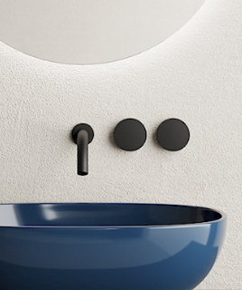 MISCELATORE BI-COMANDO LAVABO A PARETE BOCCA LATERALE NIC DESIGN MADE 26,9x65