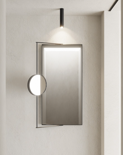 Specchio in Acciaio Reversibile CON ILLUMINAZIONE LED NIC DESIGN RAY   - 69x100x4 cm