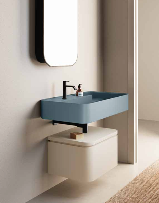 Composizione Bagno NIC DESIGN Lavabo TRAMA L.90 Polvere / Mobile Vaniglia L.60