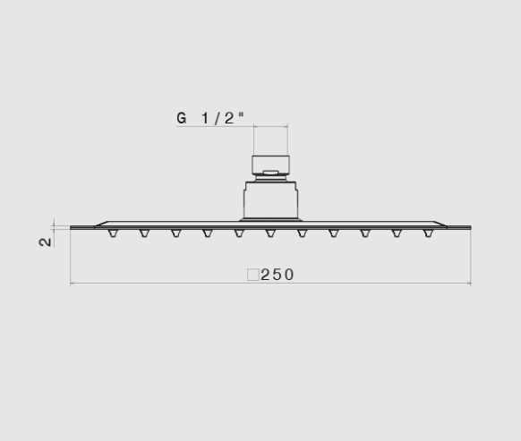 SOFFIONE ULTRASLIM DOCCIA QUADRO 250x250 mm VEMA WELLNESS STEEL ACCIAIO V08249