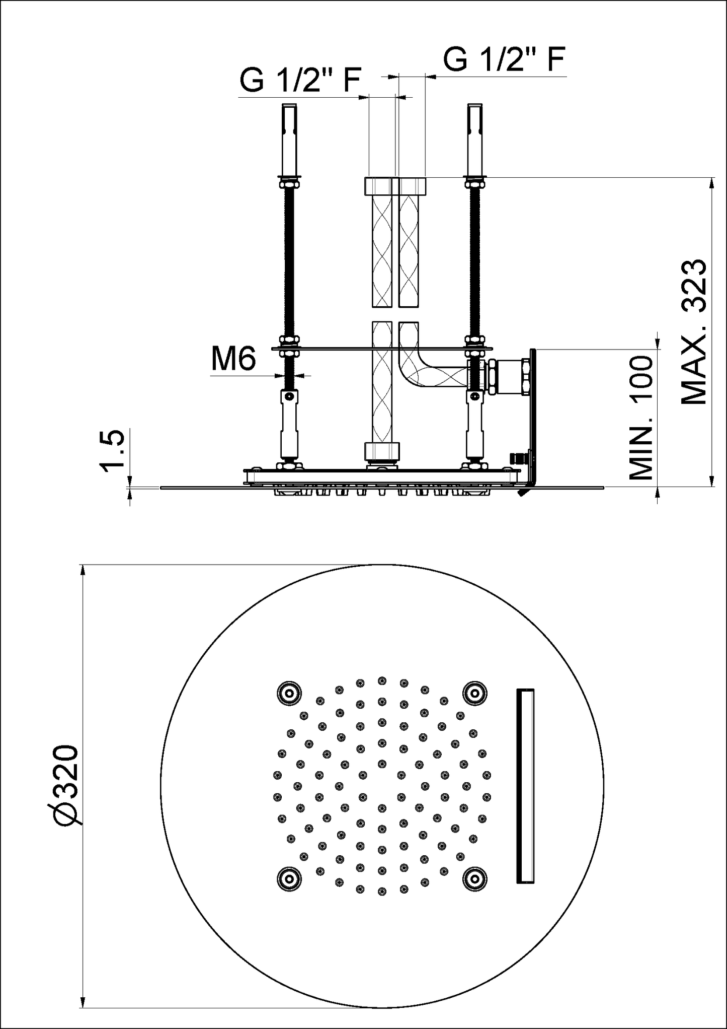 SOFFIONE ULTRASLIM TONDO AD INCASSO D. 320 mm VEMA WELLNESS BRASS OTTONE V08270