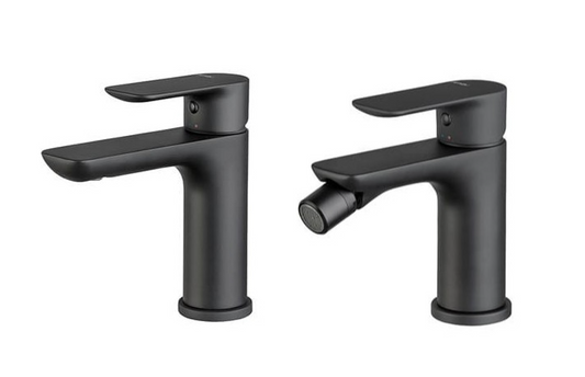 SET MISCELATORE MONOCOMANDO LAVABO + BIDET VEMA SLATE OTTONE V14010 + V14070