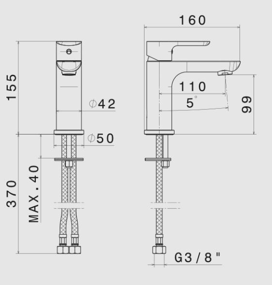 MISCELATORE MONOCOMANDO LAVABO VEMA SLATE OTTONE V14011 SENZA SCARICO