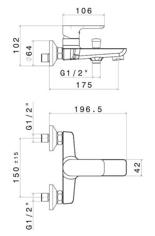 GRUPPO MONOCOMANDO VASCA ESTERNO VEMA SLATE OTTONE V14080