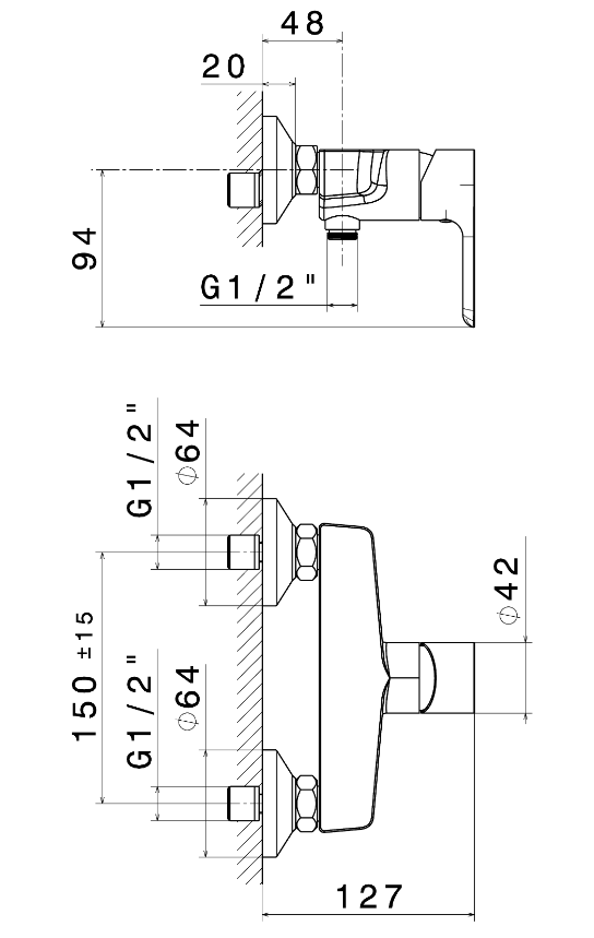 MISCELATORE MONOCOMANDO ESTERNO DOCCIA VEMA SLATE OTTONE V14090