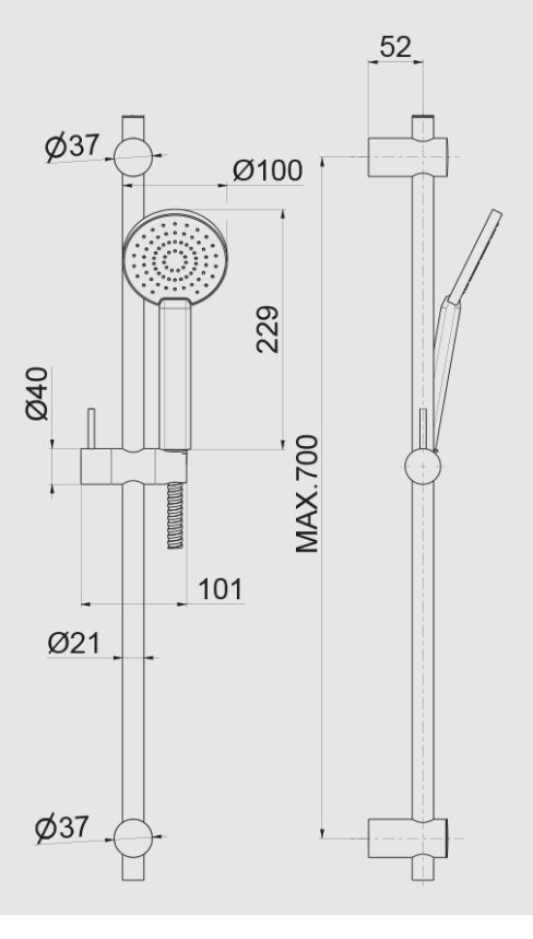 ASTA SALISCENDI DOCCIA VEMA SLATE OTTONE V16100
