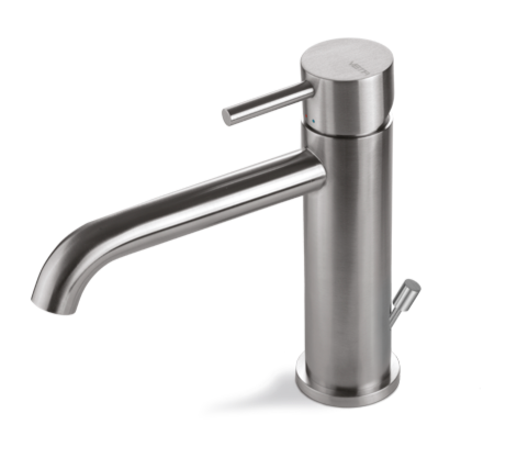 MISCELATORE MONOCOMANDO LAVABO VEMA TIBER STEEL ACCIAIO V17010 CON SCARICO