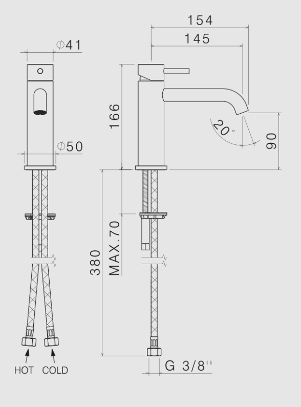 MISCELATORE MONOCOMANDO LAVABO VEMA TIBER STEEL ACCIAIO V17011 SENZA SCARICO