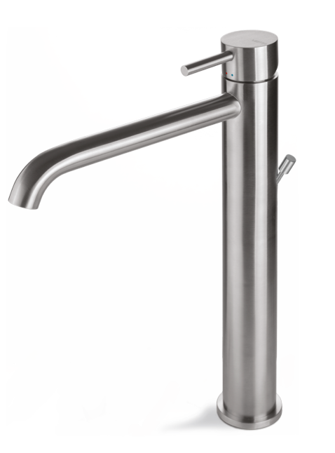 MISCELATORE MONOCOMANDO LAVABO ALTO VEMA TIBER STEEL ACCIAIO V17020 CON SCARICO