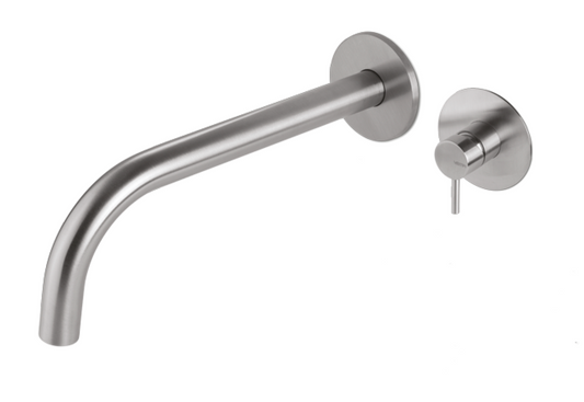 GRUPPO MISCELATORE MONOCOMANDO LAVABO A PARETE VEMA TIBER STEEL ACCIAIO V17050