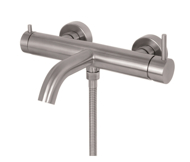 MISCELATORE VASCA ESTERNO CON DEVIATORE VASCA/DOCCIA VEMA TIBER STEEL ACCIAIO V17085