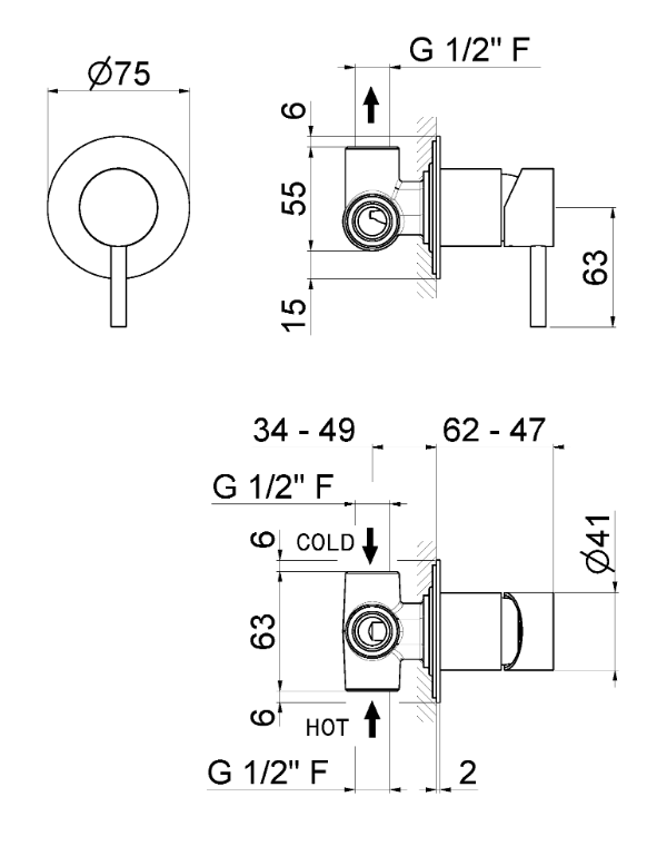 MISCELATORE MONOCOMANDO DOCCIA DA INCASSO VEMA TIBER STEEL ACCIAIO V17131