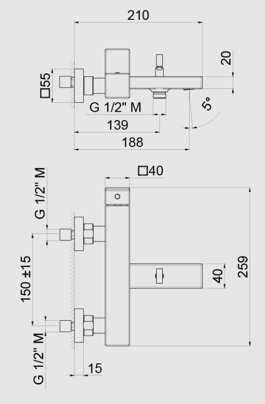 MISCELATORE MONOCOMANDO VASCA ESTERNO CON DEVIATORE AUTOMATICO VEMA LYS OTTONE V25080