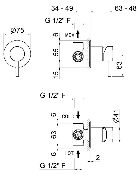 MISCELATORE MONOCOMANDO DOCCIA DA INCASSO VEMA MAIRA OTTONE V27131