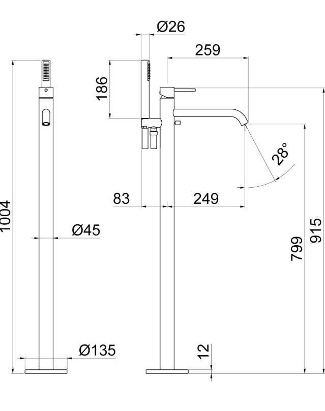 MISCELATORE MONOCOMANDO VASCA A PAVIMENTO VEMA MAIRA OTTONE V27190