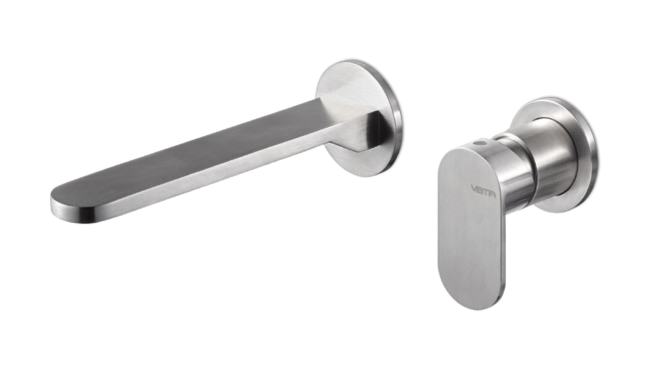 GRUPPO MISCELATORE MONOCOMANDO LAVABO A PARETE VEMA AYAS STEEL ACCIAIO V28050