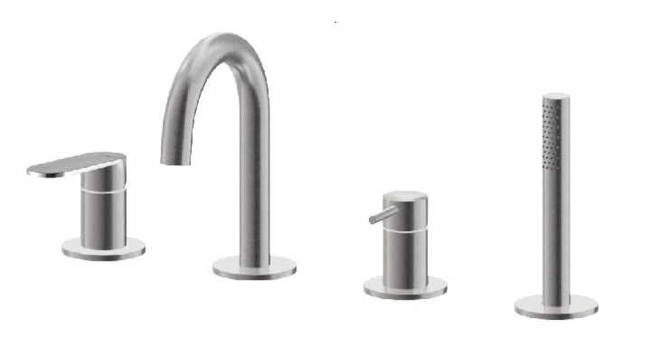 GRUPPO BORDO VASCA CON DEVIATORE VEMA AYAS STEEL ACCIAIO V28150