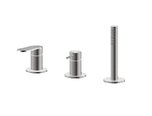 GRUPPO BORDO VASCA CON DEVIATORE VEMA AYAS STEEL ACCIAIO V28160