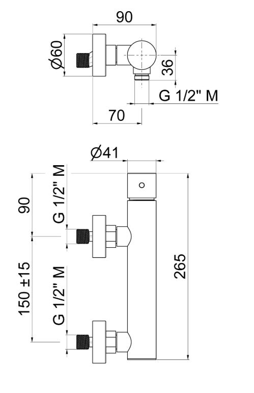 MISCELATORE MONOCOMANDO ESTERNO DOCCIA VEMA VENY STEEL ACCIAIO V29090