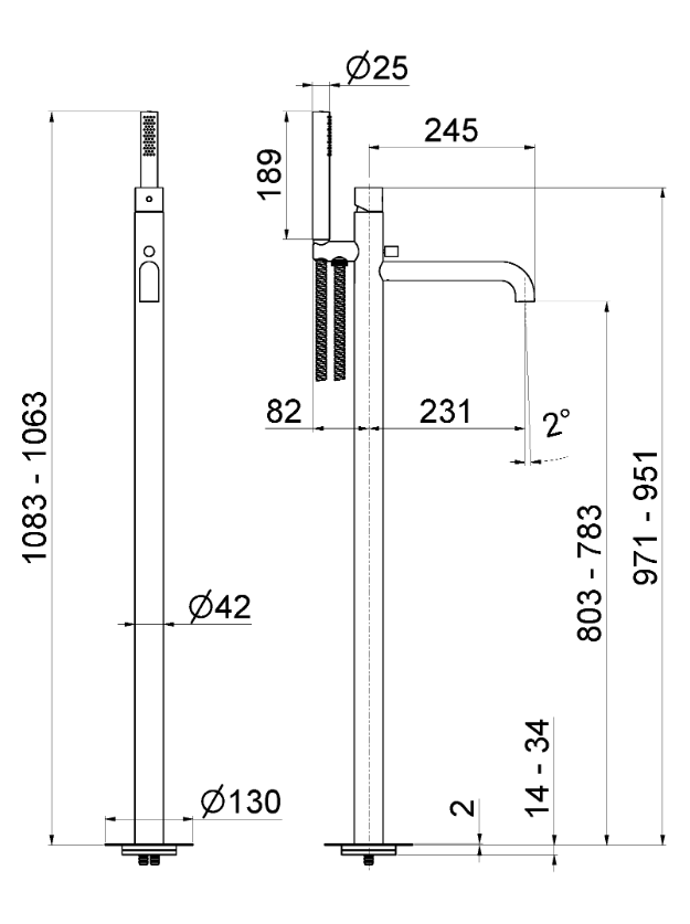 MISCELATORE MONOCOMANDO VASCA A PAVIMENTO VEMA VENY STEEL ACCIAIO V29195