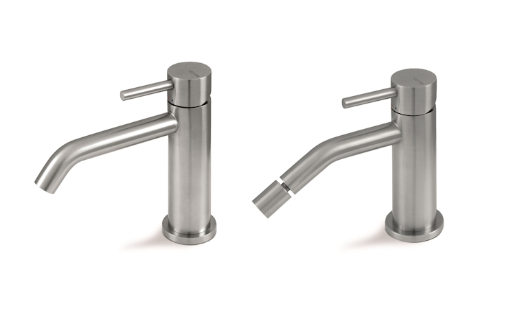 SET MISCELATORE MONOCOMANDO LAVABO + BIDET VEMA OTAGO ACCIAIO V32011 + V32071