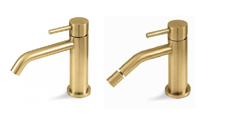 SET MISCELATORE MONOCOMANDO LAVABO + BIDET VEMA OTAGO ACCIAIO V32011 + V32071