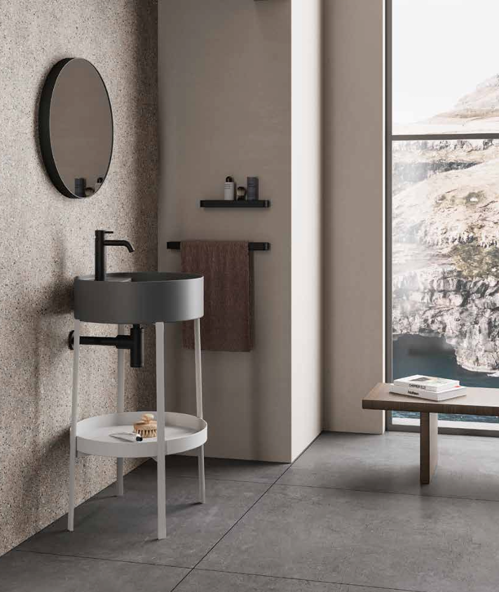 Mobile da Bagno SELF-STANDING NIC DESIGN CONSOLLE 45 Lavabo in ceramica CENERE