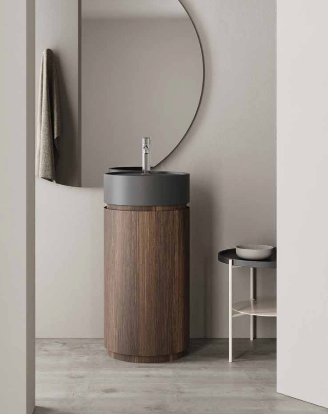 Mobile da Bagno NIC DESIGN MOD Lavabo in ceramica CENERE/Mobile Noce Mogano