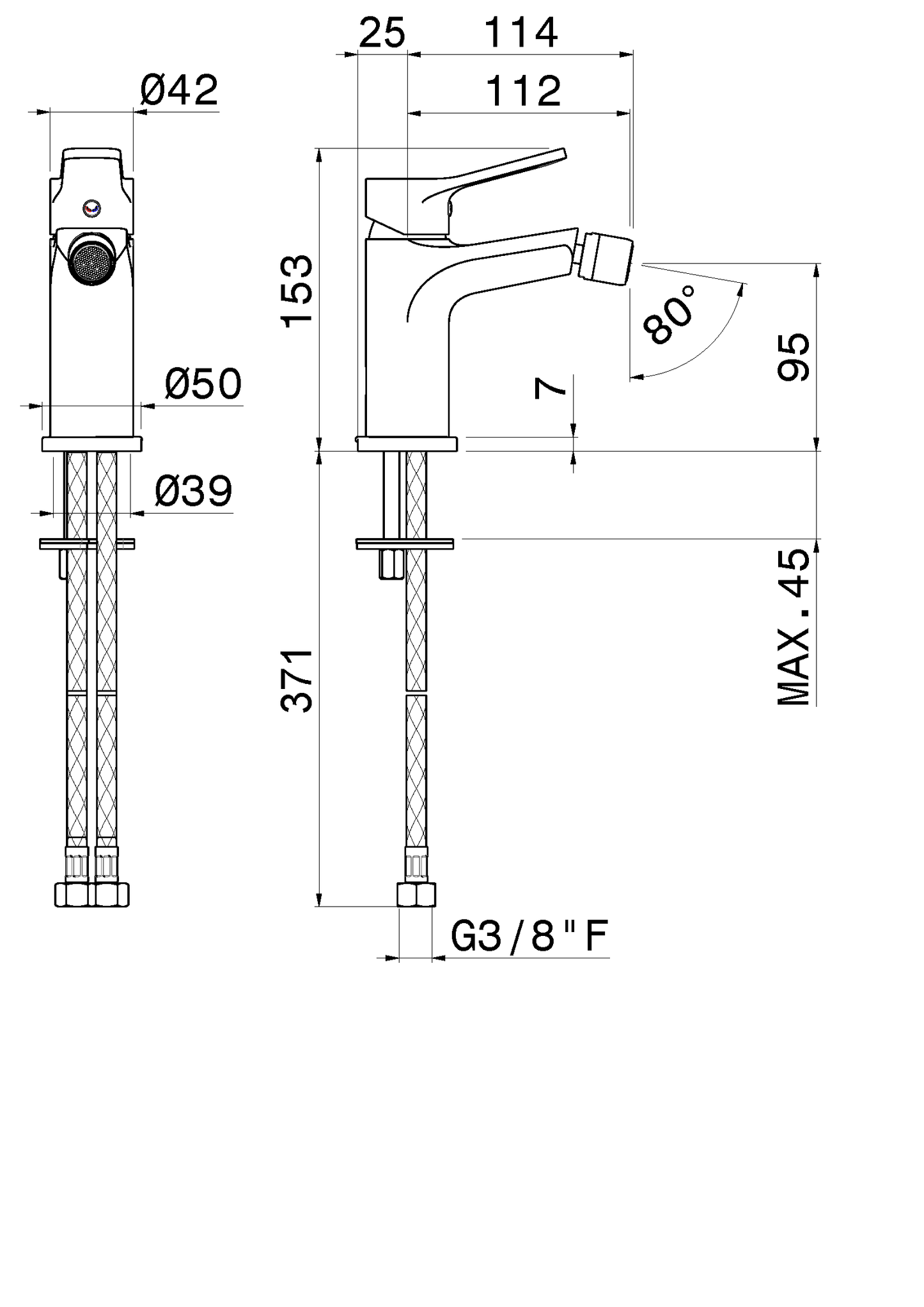 MISCELATORE MONOCOMANDO BIDET VEMA PARANA' OTTONE V22071 SENZA SCARICO
