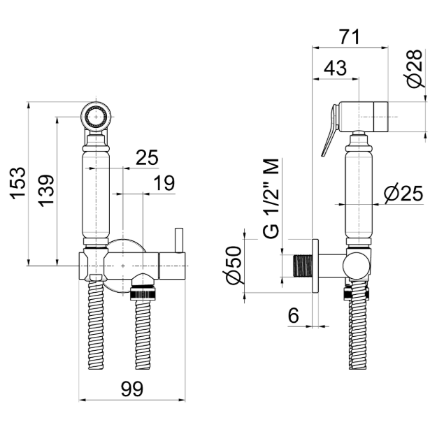 RUBINETTO MONOCOMANDO PER WC VEMA OTAGO ACCIAIO V27400