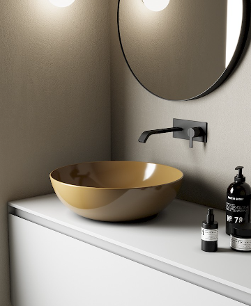 Lavabo da appoggio in Ceramica NIC DESIGN CIOTOLA 42 - D. 42 x H. 16 Cm