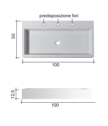 Lavabo da Appoggio/Sospeso in ceramica NIC DESIGN COOL 100