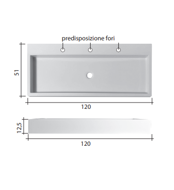 Lavabo da Appoggio/Sospeso in ceramica NIC DESIGN COOL 120