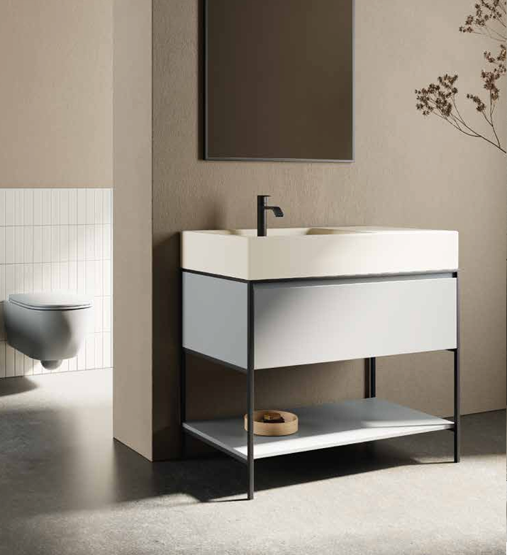 Mobile da Bagno NIC DESIGN ELEN 90 Lavabo in ceramica VANIGLIA - 90x50x85 cm