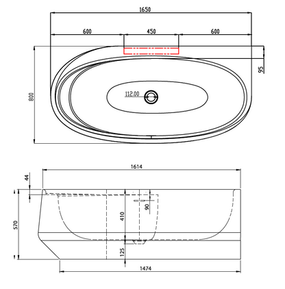 Vasca in Acrilico/Gel Coat Resina FORMA AQUAE IKI CORNER 165x80 cm