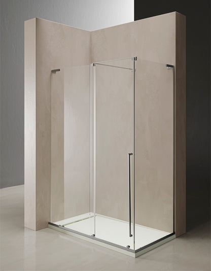 PARETE DOCCIA CON PORTA SCORREVOLE E FISSO DI PROFONDITA' TDA INOX RAIL IR-ASC