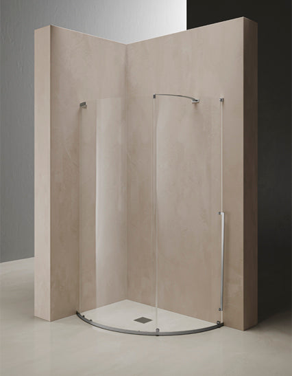 PARETE DOCCIA SEMICIRCOLARE CON PORTA SCORREVOLE TDA INOX RAIL IR-TSC