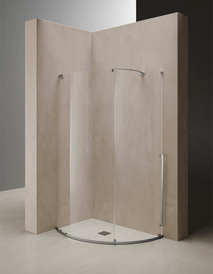 PARETE DOCCIA SEMICIRCOLARE CON PORTA SCORREVOLE TDA INOX RAIL IR-TSC