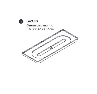 Lavabo Sospeso in ceramica NIC DESIGN MEDITERRANEO 121 - 121x46x7 cm