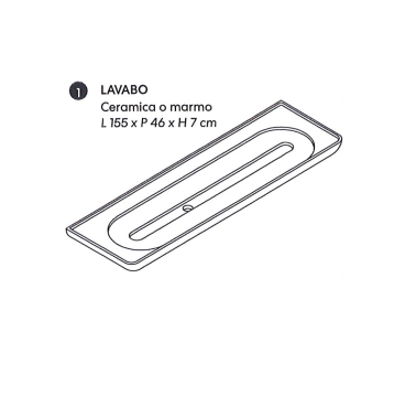 Lavabo Sospeso in ceramica NIC DESIGN MEDITERRANEO 155 - 155x46x7 cm