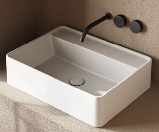 Lavabo da Appoggio/Sospeso in ceramica NIC DESIGN SEMPLICE RETTANGOLARE 60 SENZA FORO MISCELATORE