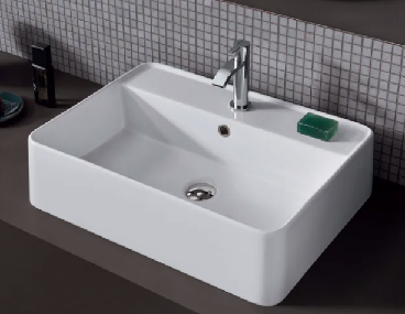 Lavabo da Appoggio/Sospeso in ceramica NIC DESIGN SEMPLICE RETTANGOLARE 60 CON FORO MISCELATORE
