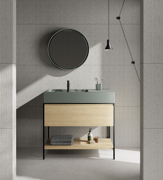 Mobile da Bagno NIC DESIGN ELEN 90 Lavabo in ceramica SALVIA - 90x50x85 cm